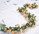 バラ ガーランド 薔薇 ローズ 枯れない花 造花の藤 植物 壁掛け造花 シルクフラワー 手作り花輪 花園装飾 インテリア 結婚式 パーティー飾り (シャンペン 2本)