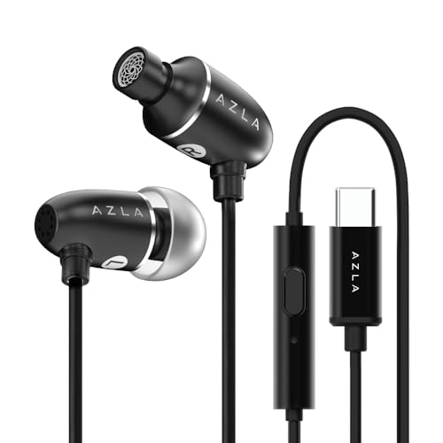 AZLA AIM C Silver [3Dサラウンドサウンド/8mmダイナミックドライバー搭載イヤホン] Type-C直結型 96kHz/24bitハイレゾ対応DAC UAC1.0 150cm マイク付き アルミハウジング SednaEarfit SE1500 6サイズ/ポーチ付属