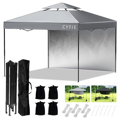 CYFIE タープテント 3mx3m サイドシート1枚付 風抜けベンチレーター ワンタッチテント 高さ3段階調節 uvカットコーティング 高耐水加工 ワンタッチタープテント スチールフレーム 風に強い 組立て簡単 持ち運び便利 防災砂袋·ペグ·ロープ·収納ケース付 CYFIE タープテント 3mx3m サイドシート1枚付 風抜けベンチレーター ワンタッチテント 高さ3段階調節 uvカットコーティング 高耐水加工 ワンタッチタープテント スチールフレーム 風に強い 組立て簡単 持ち運び便利 防災砂袋·ペグ·ロープ·収納ケース付