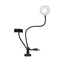 マイウェイ 2in1 動画配信 LED リングライト スマホスタンド USB 9cm 3種 11段階 360度