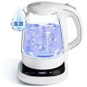 ハゴオギ (HAGOOGI) 電気ケトル 温度調節 ガラス 1.0L【最新昇級版】 LEDライト付き 8段温度設定 24時間の保温機能 二重構造 火傷防止 自動電源オフ 空だき防止 湯沸かし器 調乳 紅茶 お茶 コーヒー 新生活 PSE認証済み ホワイト
