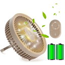 【サインキングダム 】1台3役 扇風機 サーキュレーター 卓上扇風機 壁掛け 吊り下げ コードレス USB充電 4000mAh 風量3段階 リモコン付き xr-df182-br(2)