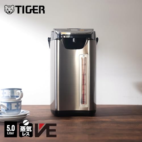 タイガー魔法瓶(TIGER) 電気ポット 蒸気レス 節電VE保温 まほうびん構造 6つの安心・安全構造 とく子さん 大容量 5.0L ブラック PIE-A501K