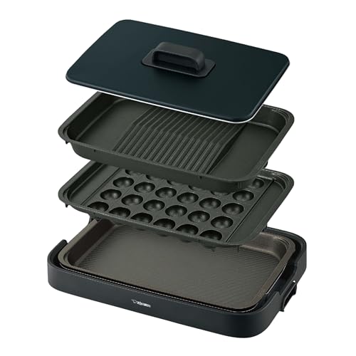 象印マホービン ホットプレート やきやき 3枚タイプ 深型プレート 焼肉プレート たこ焼きプレート ブラック EA-KK30AM-BA