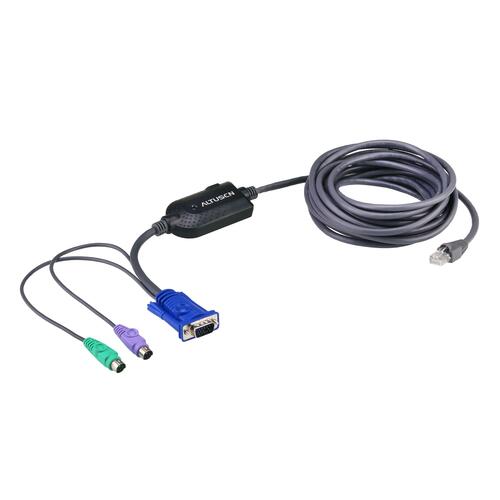 カテゴリ5タイプのALTUSEN KVMスイッチとVGAとPS/2インターフェースのコンピューターと接続するKVMモジュール 4.5mのCAT5ケーブル一体型モデル 最大1600x1200対応のVGAビデオ入力 キーボード/マウスエミュレーションにより、KVMスイッチ側のケーブルの取り外しや付け替えの影響を受けることなく動作 ファームウェアアップグレードが可能です