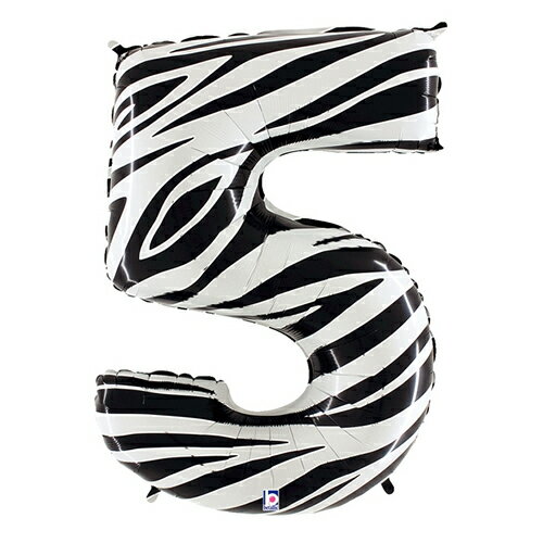 「5」ゼブラナンバー 数字バルーン　約90センチ　　文字バルーン　誕生日　バースデー　パーティー　お祝い　記念日　ハッピー　前撮り　写真撮影　風船