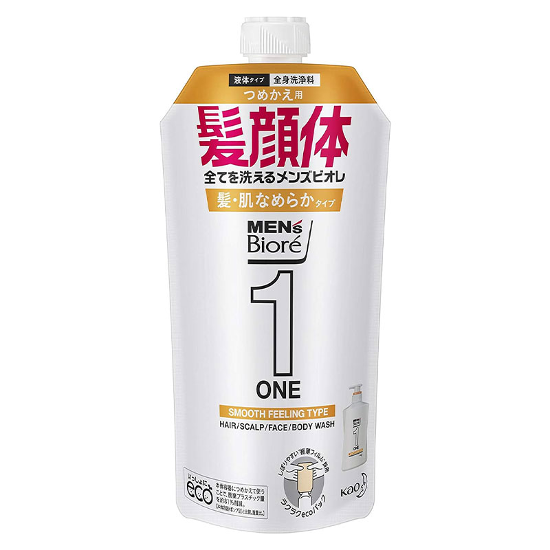 花王 メンズビオレ ONE オールインワン全身洗浄料 髪・肌なめらかタイプ つめかえ用 340ml