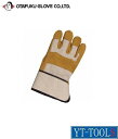 OTAFUKU GLOVE(おたふく手袋) 甲ハンプ床革手袋(黄)【型式 413】《作業革手/牛床革/保護具/プロ/職人/整備/DIY》※12双入・メーカー取寄せ品