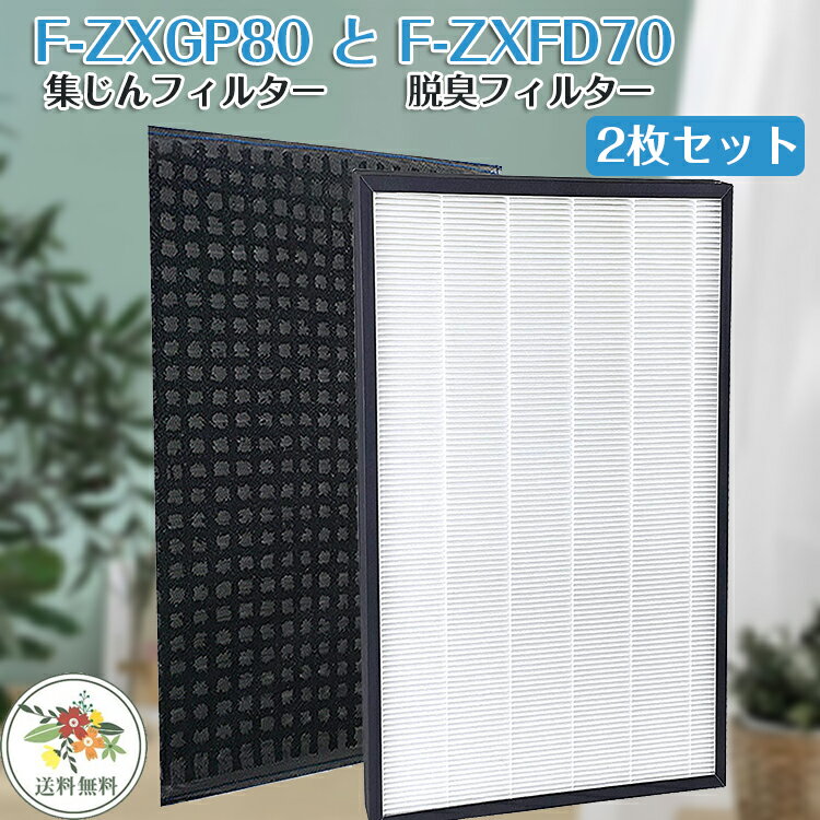 ＜あす楽＞2枚セット パナソニック F-ZXGP80 集じんフィルター F-ZXFD70 脱臭フィルター 空気清浄機 f-zxgp80 f-zxfd70 F-VXH70 フィルター F-VXH80 F-VXG70 F-VXG80 F-VX70E8 F-VXGB70 交換用フィルター 互換品 日本語説明書付き