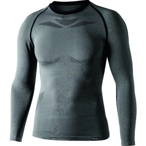 TRおたふく BTデュアルクロス ロングスリーブクルーネックシャツ グレー／ブラック S〜M #熱中症 暑さ 対策 グッズ スポーツ アウトドア 屋外 外仕事 現場