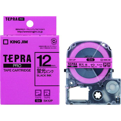 TR キングジム テプラPROテ-プカ-トリッジ 幅12mm 蛍光ピンク