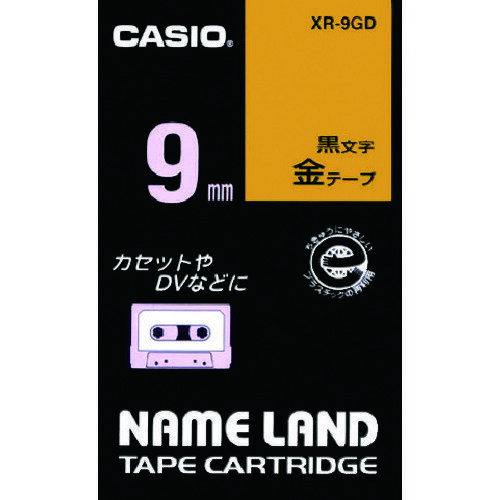TR カシオ ネームランドテープ 9mm 金テープ/黒文字