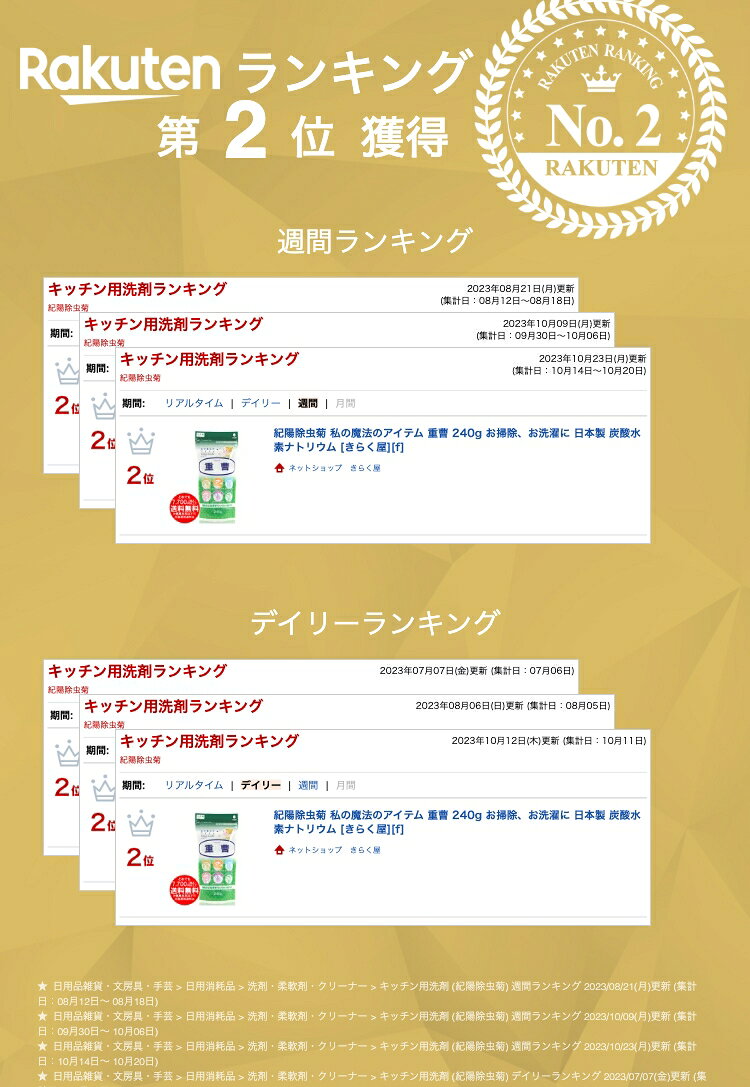 【ポイント5倍 ブラックフライデー期間11/27迄】紀陽除虫菊 私の魔法のアイテム 重曹 240g お掃除、お洗濯に 日本製 炭酸水素ナトリウム