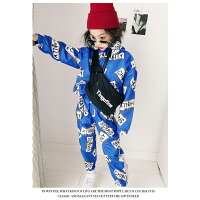 ブルーパープルブラックセットアップダンス衣装HIPHOPヒップホップジャージダンスウエアブルーパープル青紫黒イベントステージ上下セットキッズジュニア長袖男の子女の子子供服子供服yuai
