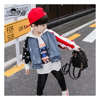 デニムジャケット国旗柄アウターキッズジュニア男の子女の子デニムジャケットドルマン春秋冬ブルゾンジャケットダンス衣装通園通学110cm120cm130cm140cm150cm160cm子供服子供服yuai