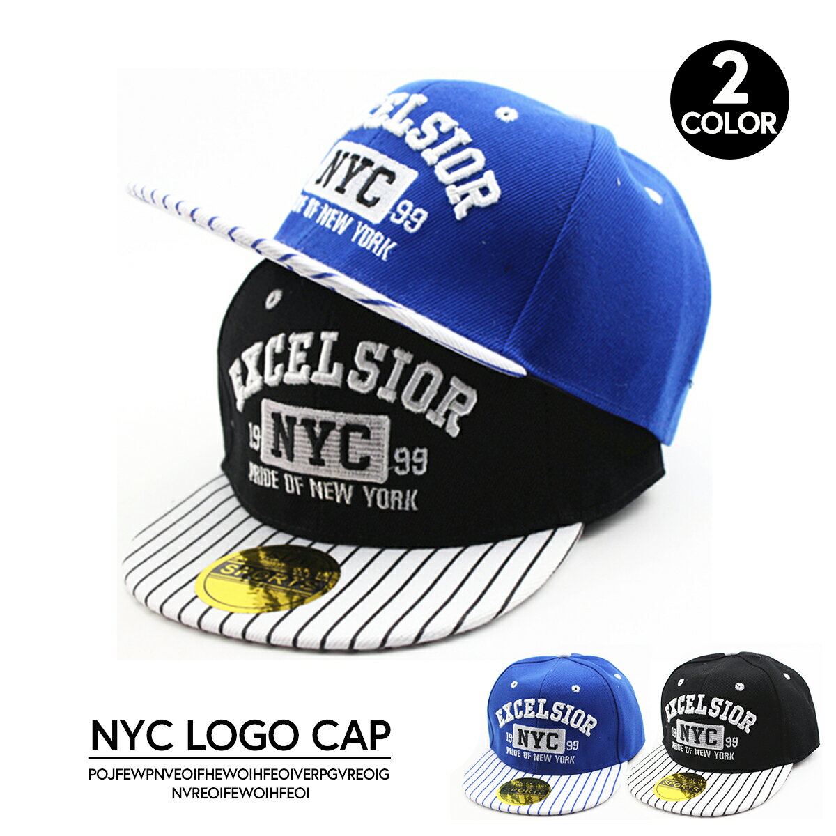 NYC LOGO CAP 2色ブラック ブルー 男の子 女の子 ジュニア キッズ CAP B系 HIPHOP チェック ダンス 刺繍 サイズ調整 スナップ 帽子 キャップ メール便のみ送料無料 子供服子供服yuai