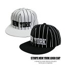 ストライプ NEW YORK ロゴ CAP ブラック ホワイト 男の子 女の子 ジュニア キッズ CAP キャップ B系 HIPHOP ダンス 刺繍 サイズ調整 スナップ 帽子 メール便のみ送料無料 子供服子供服yuai