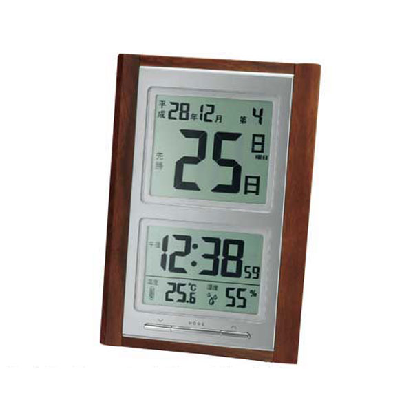 アデッソ 電波時計 木製 デジタル日めくり電波時計 NA-101 日付 温度 湿度