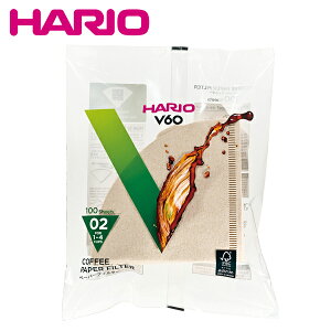HARIO ハリオ　VCF-02-100M 1〜4杯用・100枚入 (02袋) V60用ペーパーフィルターみさらし02袋