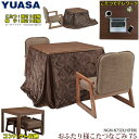 ユアサプライムス おふたり様用こたつ なごみ NGM-N75DLH(FBR) 75×75×57(38)cm 正方形 二人用 コタツテーブル チェアー 掛け布団 ...