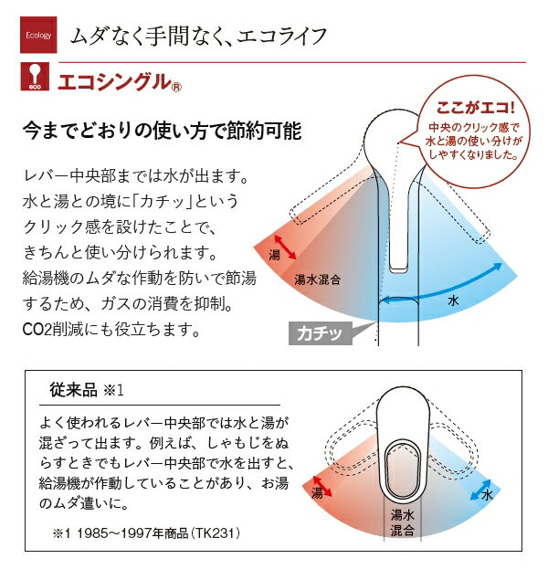 TOTO キッチン壁付シングル混合水栓 上スパウト TKY01306JA シングルレバー エコシングル キッチン水栓 一般地用 壁付けタイプ メタルハンドル 節水 節ガス 省エネ 水道代節約 トートー 台所 水栓金具 蛇口 送料無料