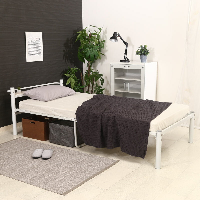 14747 宮付 シングルベッド タンテ アイボリー フレームのみ パイプベッド 中国製 組立品 不二貿易 SD-..