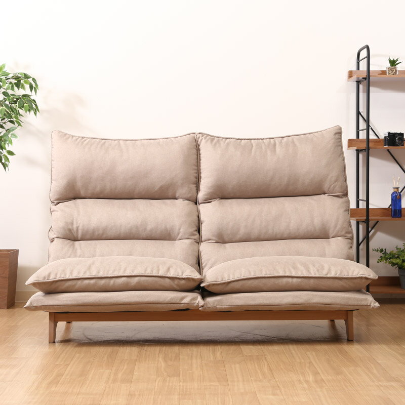 19208 ダブルクッション座椅子 2P フィット2 BE 2人用 脚付き ローチェアー 中国製 組立品 不二貿易 XY..