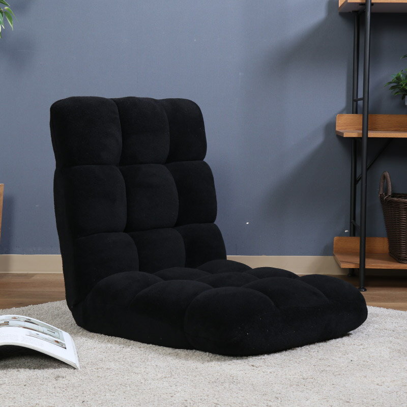 38147 ふわもこ フロアチェア ブラック 一人用座椅子 ふわふわ もこもこ 中国製 完成品 不二貿易 0193Z..