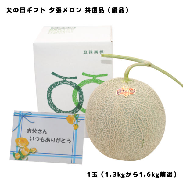 父の日 ギフト 2024 夕張メロン 1玉 共選品 優品 1.3kgから1.6kg 前後 メッセージカード付き お取り寄せグルメ