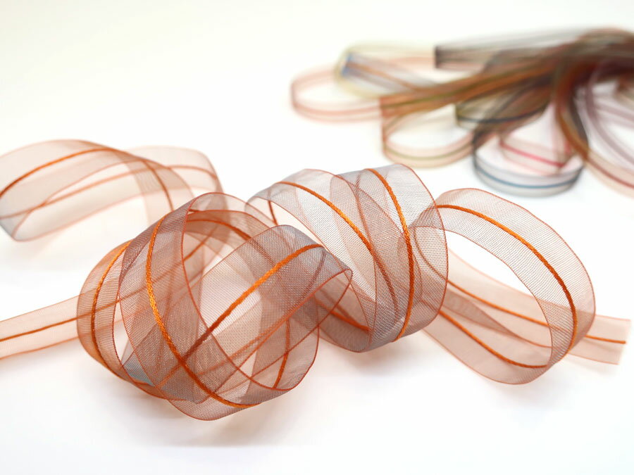 MOKUBA ストライプ オーガンジーリボン [品番 4597][8-25mm幅][15m巻] 　（お取り寄せ）※メーカー在庫限り・廃盤予定