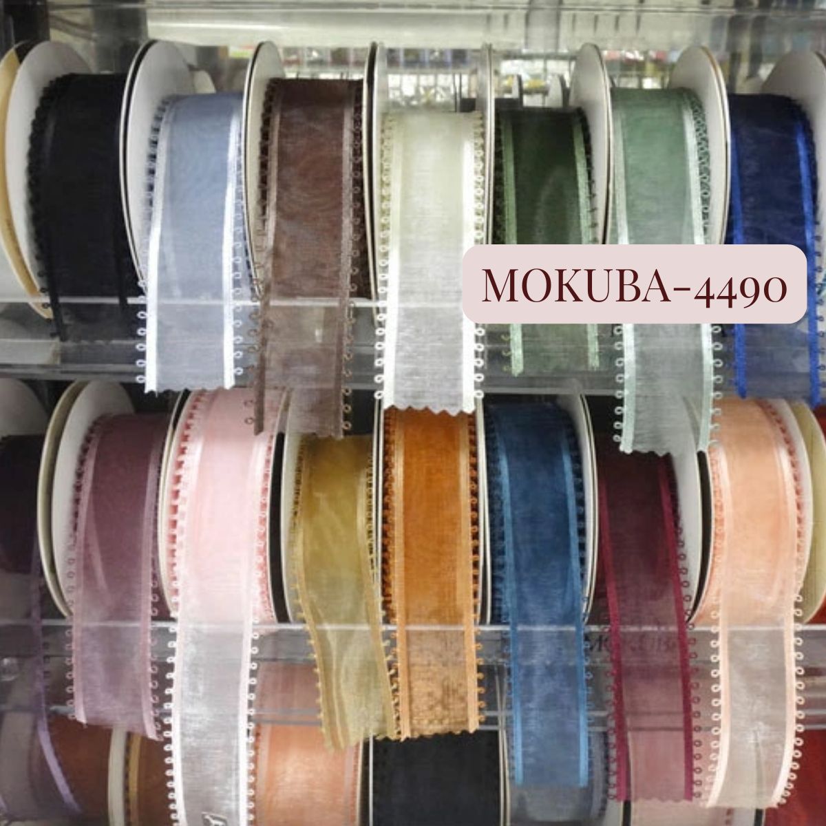 樂天商城 - MOKUBA ピコット オーガンジーリボン 「品番 4490」10m巻／25mm・36mm幅／日本製 木馬社製 （お取り寄せ）