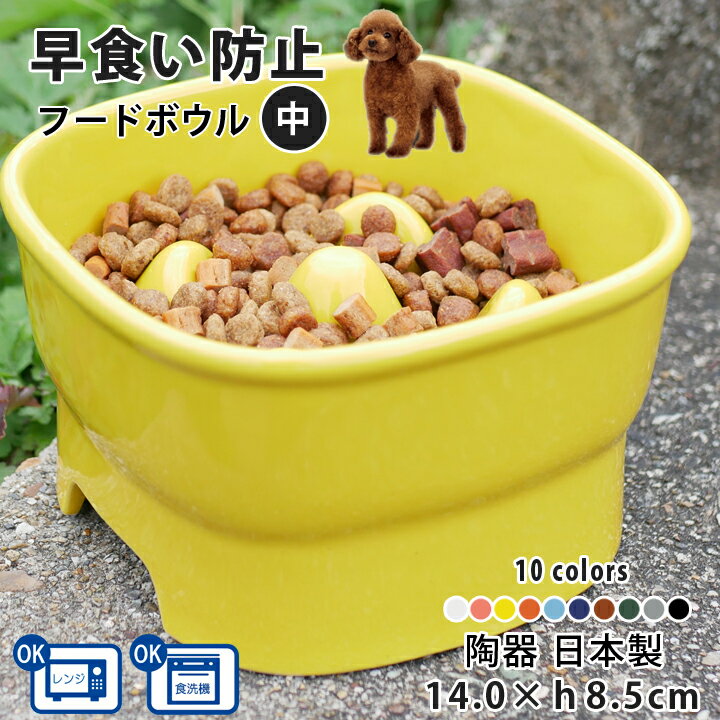 父の日 フードボウル 早食い防止 高台カラー 【中】 全10色 pet110 | フードボール 高さがある 犬 猫 ペット 食器 陶器 日本製 おしゃれ かわいい 餌入れ 餌皿 水飲み 給水器 皿 犬用 猫用 食器 小型犬 中型犬 あす楽