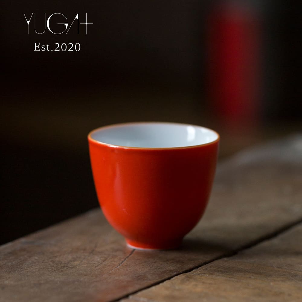 ｛YUGA+｝徳化窯「珊瑚紅 茶杯」 5個 セット