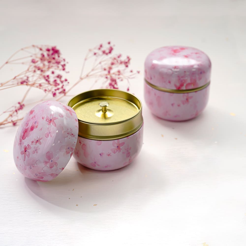 [YUGA+]【茶缶】ピンク花柄柄 汎用 春をイメージした 封筒 茶封筒 茶缶 茶入れ 密封容器 茶容器 収納ケ..