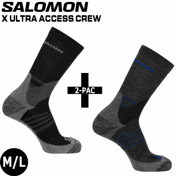 サロモン SALOMON X ULTRA ACCESS CREW 2-PAC ANTHRACITE/BLACK ソックス 靴下 2足組