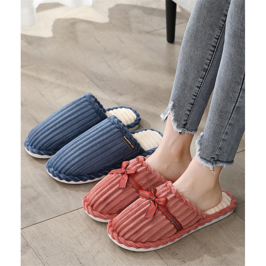 スリッパ ボアスリッパ ルームシューズ レディース 暖かい 冬用 室内履き 来客用 ペア ムートン 洗える 冷え対策 シンプル リボン 低反発
