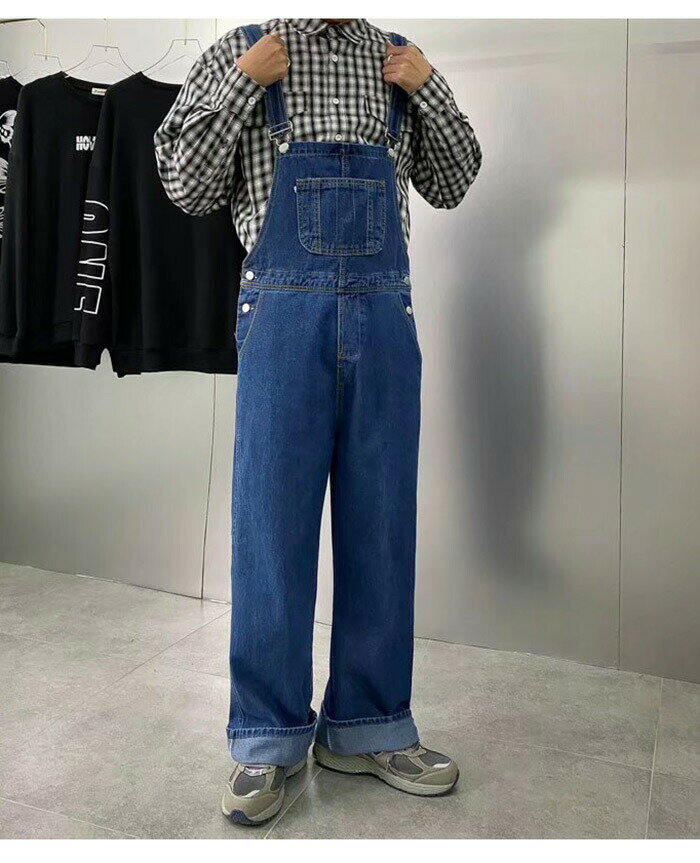 オーバーオール メンズ デニム オーバーオール デニム サロペット デニム パンツ ネイビー つなぎ S M L XL XXL
