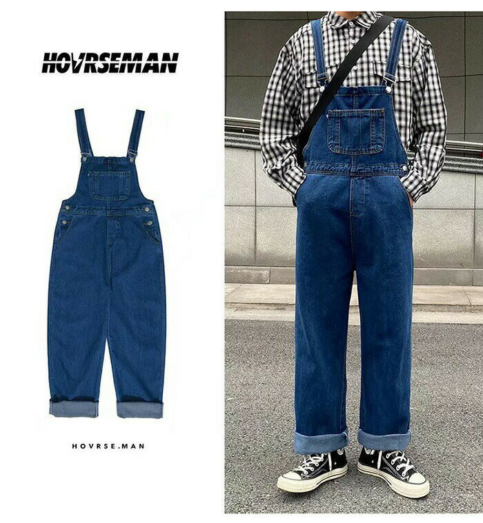 オーバーオール メンズ デニム オーバーオール デニム サロペット デニム パンツ ネイビー つなぎ S M L XL XXL