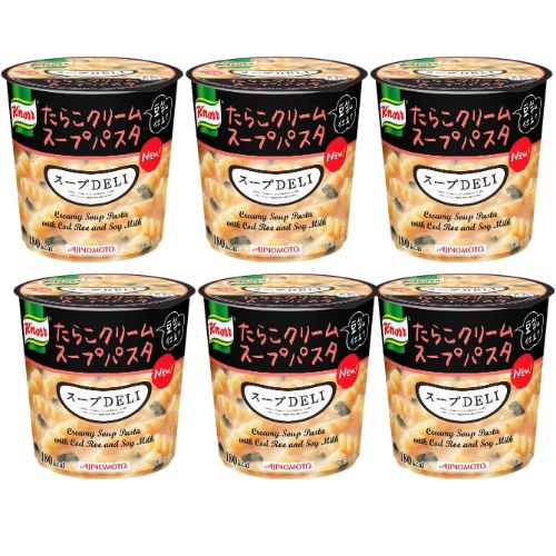 ■　商品説明たらこがたっぷり入った濃厚なクリームにパスタを絡めて味わう食べるスープです。たらこの自然な風味と豆乳のまろやかな味わいが後引くおいしさです。 【原材料】パスタ、デキストリン、でん粉、クリーミングパウダー、砂糖、豆乳パウダー、食塩、乾燥たらこ、チーズパウダー、食用加工油脂、のり、香辛料、酵母エキス、全粉乳、オニオンパウダー／調味料(アミノ酸等)、ベニコウジ色素、酸化防止剤(ビタミンE)、(一部に小麦・乳成分・大豆を含む) 【栄養成分】(1食分(44.6g)当たり) エネルギー：180kcal、たんぱく質：4.7g、脂質：3.4g、炭水化物：32g、食塩相当量：1.9g 【アレルギー物質】小麦、乳成分、大豆