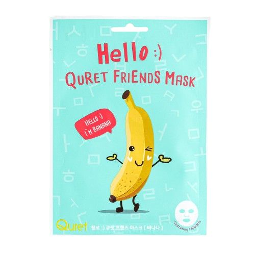 キュレット バナナ フェイスパックフレンズフェイスマスクシリーズ Hello :) Quret Friends Mask - Banana 敏感肌 乾燥肌 スキンケア 水分保湿 韓国 韓国コスメ 保湿ケア