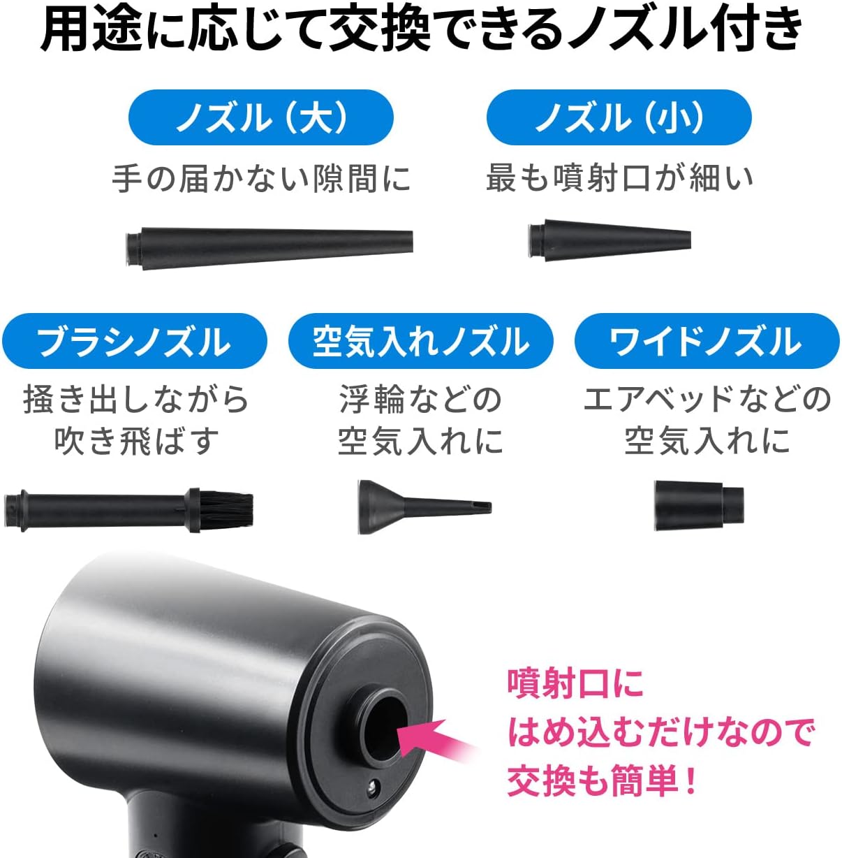 【2025革新版】電動エアダスター 充電式 強力 ノズル5種類付属 LED付き 風量3段階...