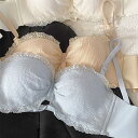 ブラジャー ノンワイヤ 谷間盛れる 10代20代30代 大きくを見せる 脇高 脇肉 綺麗 単品 チェック柄 3/4カップ 着痩せ 楽ブラ 谷間UP(4)