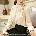 ボウタイ リボン ブラウス シャツ オフィス レディース 長袖 秋 冬 春 白 黒 トップス スタンドカラー ハイネック 通勤服 お呼ばれ