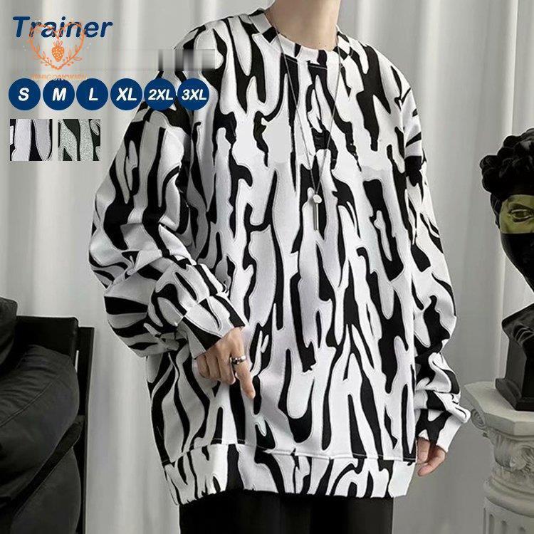 トレーナー メンズ 花柄 長袖 スウェット クルーネック トップス ロンT おしゃれ 春 秋 冬 ゆったり レ..