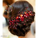 髪飾り ヘッドドレス ヘアアクセサリー ウェディング 和服 和装 卒業式 袴 着物 チャイナドレス 小物 レディース ヘッドアクセ 髪留め 水晶 ティアラ 赤色