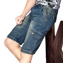 デニムショートパンツ メンズ ボトムス ハーフパンツ 短パン 5分丈デニム ジーンズ ジーパン イージーパンツ夏服 インディゴ ストリート カジュアルパンツ