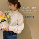 ブラウス レディース ハイネック シャツ 春 秋 ホワイト 白シャツ 無地 トップス 長袖 白シャツ
