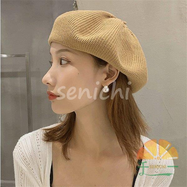 ニット帽子 レディース ベレー レディース ベレー帽 ニット 秋 春 大きいサイズ 大人 小顔効果 通勤 折..