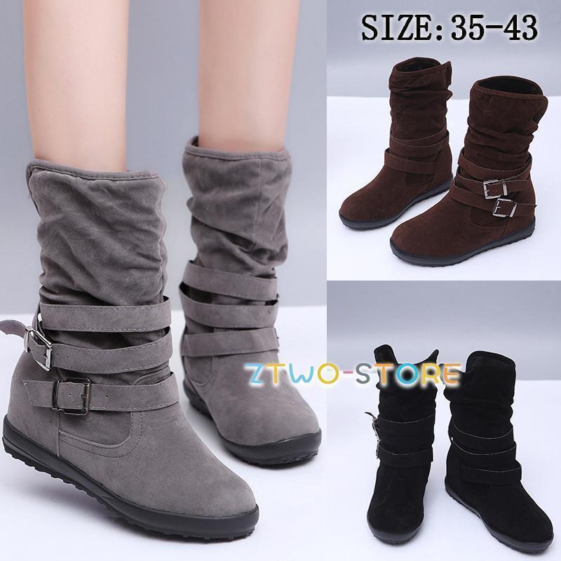 ムートンブーツ レディース ブーツ エンジニアブーツ レディース 靴 ミドル ラウンドトゥ ルーズ 黒 内..