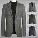テーラード メンズ ブレザー 切り替え チェック柄 スーツ 長袖ビジネススーツ 紳士用 通勤 アウター jacket 細身 春秋 カジュアルスーツ